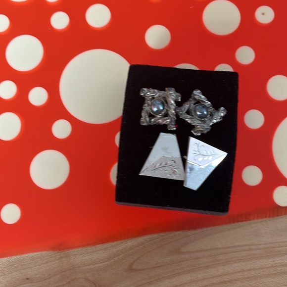 2 sets cufflinks- sterling silver-other set-vintage w/freshwater pearl - Picture 2 of 4